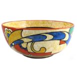 Clarice Cliff for Wilkinson, a Zap bowl, Café au Lait finish, circa 1930, Bizarre marks, 21.5cm diam