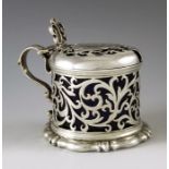 Charles Thomas Fox & George Fox, London 1841, a Victorian silver mustard pot of cylindrical form wit