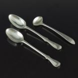 Three George III Scottish Provincial silver spoons, James Douglas, Dundee circa 1800, salt spoon, Da