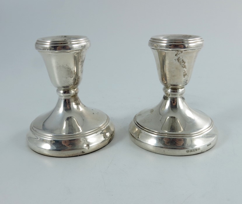 A matched pair of Elizabeth II silver dwarf candlesticks - Image 3 of 3