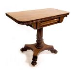 A William IV fold over pedestal card table
