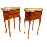 A pair of Louis XV style kidney shaped double drawer occasional tables