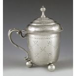 Henry John Lias and Son, London 1866, a Victorian silver mustard pot, rounded beaker form, with doub