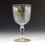 Hugo Masey for Webb Corbett, a glass wine glass, circa 1925, together with a trumpet vase, 12.5cm hi