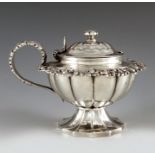 Rebecca Emes and Edward Barnard, London 1824, a George IV silver mustard pot, pedestal lobed cup for