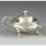 Richard Martin and Ebenezer Hall, Sheffield 1863, a Victorian silver mustard pot, squat ovoid form,