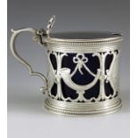 Walter and John Barnard, London 1885, a Victorian silver mustard pot, of cylindrical form, with pier