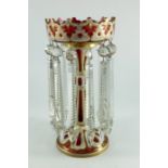 A 19th century Bohemian ruby cased glass lustre