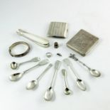 Silver and plate including Egyptian silver cigarette box
