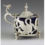 Daniel and John Wellby, London 1878, a Victorian silver mustard pot, in the Choinoiserie style, open