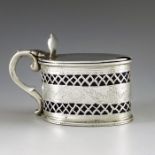 Charles Boyton II, London 1872, a Victorian silver mustard pot of oval form, the body with pierced t