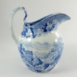 A Wedgwood blue and white transfer printed creamware jug