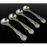 A set of four George IV silver salt spoons, William Bateman II, London 1829, Queens Pattern, with oy