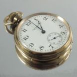 A gold plated Waltham pocket watch