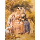 John Frederick Taylor (1802-1899), The Sisters, watercolour, monogrammed, 41cm x 31cm, framed