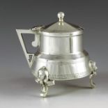 Hilliard and Thomason, Birmingham 1883, a Victorian silver mustard pot, angled conical baluster form