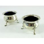 A pair of Victorian silver cauldron salt cellars
