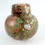 A Bohemian enamelled glass vase