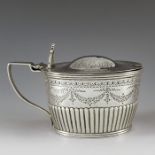 John Aldwinckle & Thomas Slater, London 1885, a Victorian mustard pot of oval half reeded form, engr