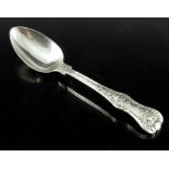 A William IV silver teaspoon or dessert spoon, Jonathan Hayne, London 1835, Old England pattern, cas