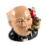 A Royal Doulton large character jug, Winston Churchill, colourway, 16cm high
