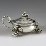 Simeon Greenberg, Birmingham 1861, a Victorian silver mustard pot, squat ovoid form, embossed with s