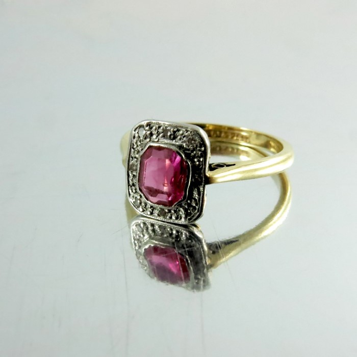 A ruby and diamond ring, on 18 carat gold band - Image 3 of 3