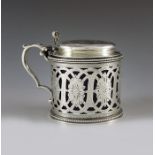 Barnard Bros., London 1874, a Victorian silver mustard pot of cylindrical form, the body pierced and