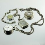 Silver including a watch chain and vesta fob, half hunter pocket watch etc