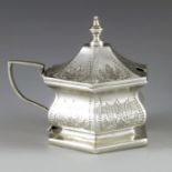 John Gough, Birmingham 1880, for Franics Boone Thomas, London 1890, a Victorian silver mustard pot,