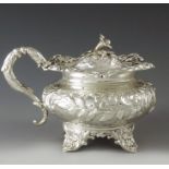 John, Henry and Charles Lias, London 1834, a William IV silver mustard pot, squat ovoid form with fl