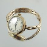 A 9 carat gold ladies wristwatch on strap