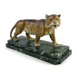 Austrian Bergman style tiger on stepped marble base