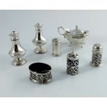 A collection of Victorian and later silver cruet items