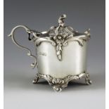 Charles Fox II, London 1839, a Victorian silver mustard pot, cylindrical form, applied with relief c