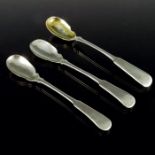 Three George III Scottish Provincial silver mustard spoons, William Jamieson, Abredeen circa 1810,
