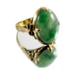 A jade and gold ring