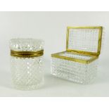 Two French glass and gilt mounted boxes,