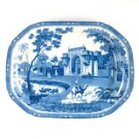 A large blue and white meat plate, John Rogers