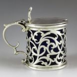 Henry John Lias and Son, London 1861, a Victorian silver mustard pot, cylindircal form, reticulated