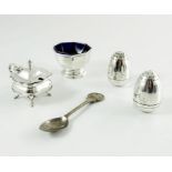 George V silver and plated cruet items