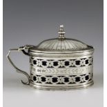 Charles Boyton II, London 1883, a Victorian silver mustard pot of oval form, the body with pierced t