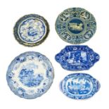 A Quantity of 19th Century Blue and White Circular and Oval Plates