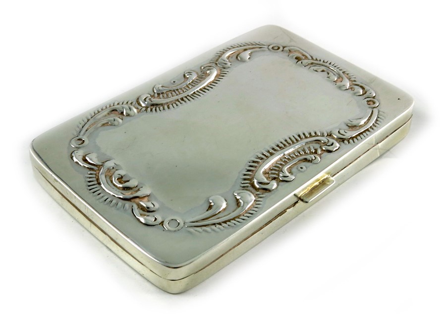 A Continental silver card case