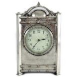 George Walton (attributed), an Arts and Crafts silver plated copper clock