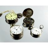 Four silver pocket watches