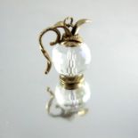 A 9 carat gold mounted crystal charm or pendant, in the form of a jug, 2.5cm long