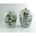 A matched pair of Chinese famille rose vases