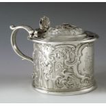 John Mitchell of Glasgow, Edinburgh 1826, a George IV Scottish silver mustard pot, cylindrical form,