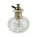 A George VI silver and enamelled cut glass atomiser, Adie Brothers